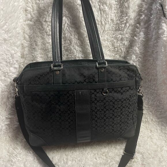 Coach Black Fabric logo &  leather trims  Detachable Strap. Large diaper bag - Picture 4 of 16